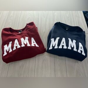 Bundle of 2  'MAMA' Sweatshirts navy and maroon XL